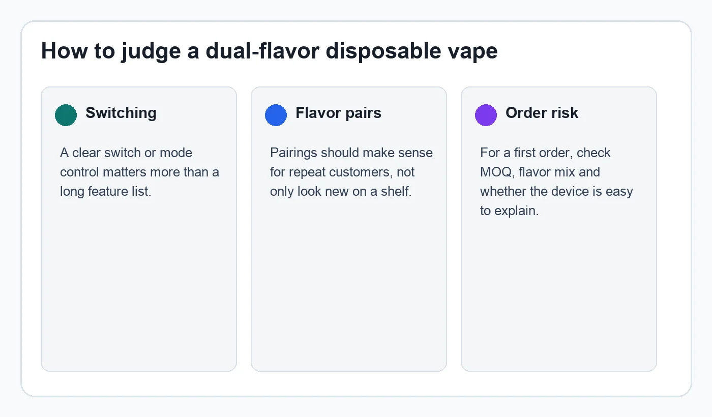 Buyer checks for dual flavor disposable vapes