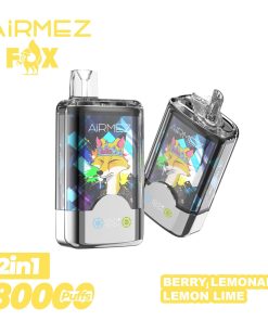 Airmez Fox 2 in 1 80000 80K Puffs Double Taste LED Display Disposable Vape EU Warehouse in Berry Lemonade & Lemon Lime flavor