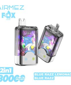 Airmez Fox 2 in 1 80000 80K Puffs Double Taste LED Display Disposable Vape EU Warehouse in Blue Razz Lemonade & Blue Razz flavor