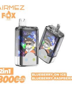 Airmez Fox 2 in 1 80000 80K Puffs Double Taste LED Display Disposable Vape EU Warehouse in Blueberry On Ice & Blueberry Raspberry flavor