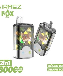 Airmez Fox 2 in 1 80000 80K Puffs Double Taste LED Display Disposable Vape EU Warehouse in Grape Ice & Black Ice flavor