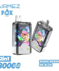 Airmez Fox 2 in 1 80000 80K Puffs Double Taste LED Display Disposable Vape EU Warehouse in Mixed Berries & Dr Blue flavor