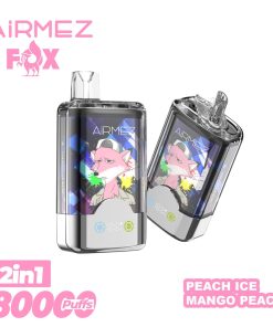 Airmez Fox 2 in 1 80000 80K Puffs Double Taste LED Display Disposable Vape EU Warehouse in Peach Ice & Mango Peach flavor
