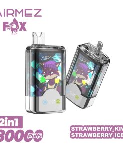 Airmez Fox 2 in 1 80000 80K Puffs Double Taste LED Display Disposable Vape EU Warehouse in Strawberry Kiwi & Strawberry Ice flavor