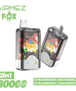 Airmez Fox 2 in 1 80000 80K Puffs Double Taste LED Display Disposable Vape EU Warehouse in Strawberry Watermelon & Strawberry Raspberry flavor