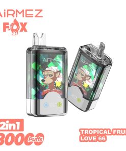 Airmez Fox 2 in 1 80000 80K Puffs Double Taste LED Display Disposable Vape EU Warehouse in Tropical Fruit & Love 66 flavor