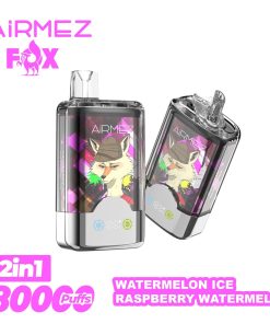 Airmez Fox 2 in 1 80000 80K Puffs Double Taste LED Display Disposable Vape EU Warehouse in Watermelon Ice & Raspberry Watermelon flavor