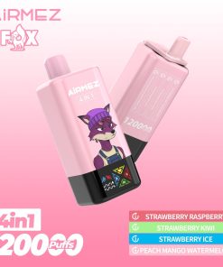 Airmez Fox 120K Puffs 4 in 1 Flavors Rechargeable LCD Display Disposable Vape EU Warehouse in Strawberry Raspberry & Strawberry Kiwi & Strawberry Ice &