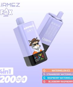 Airmez Fox 120K Puffs 4 in 1 Flavors Rechargeable LCD Display Disposable Vape EU Warehouse in watermelon ice strawberry watermelon raspberry watermelon