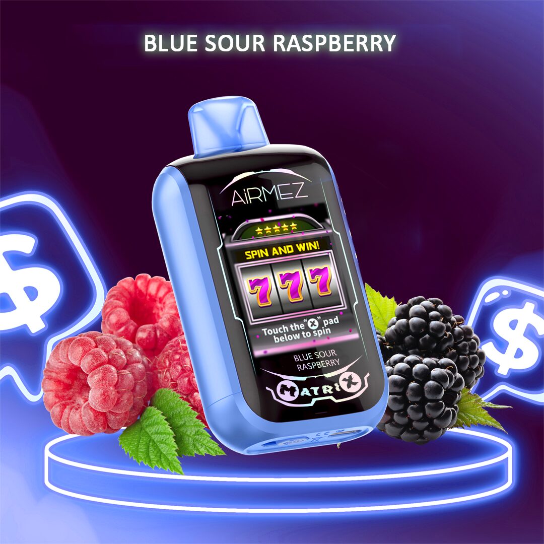 Airmez Matrix 30000 30K Puffs Lucky Room Gameplay LED Display Disposable Vape EU Warehouse in Blue Sour Raspberry flavor