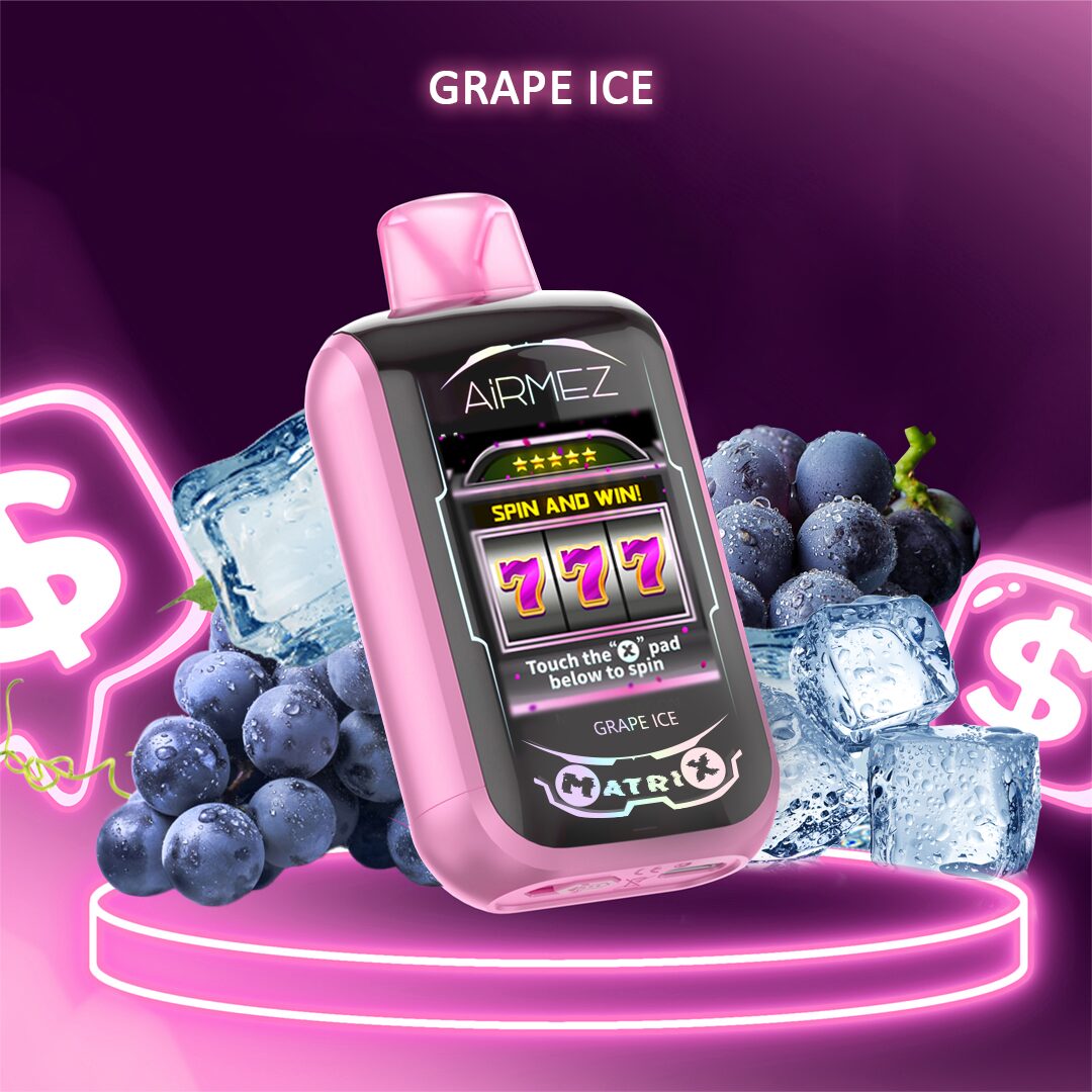 Airmez Matrix 30000 30K Puffs Lucky Room Gameplay LED Display Disposable Vape EU Warehouse in Grape Ice flavor
