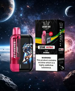 AL Fakher Crown Bar Ultra 25K 25000 Puffs Dual Mode Rechargeable LED Display in al fakher crown bar ultra 25k hubba flavor
