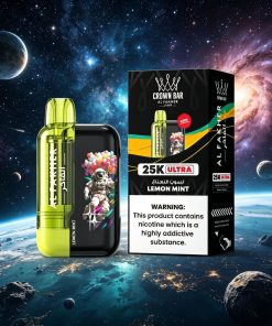 AL Fakher Crown Bar Ultra 25K 25000 Puffs Dual Mode Rechargeable LED Display in al fakher crown bar ultra 25k lemon mint flavor