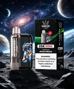 AL Fakher Crown Bar Ultra 25K 25000 Puffs Dual Mode Rechargeable LED Display in al fakher crown bar ultra 25k space dream flavor