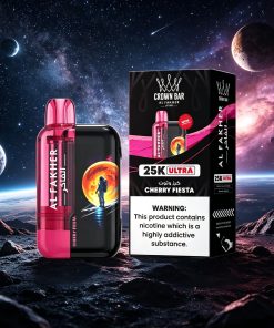 AL Fakher Crown Bar Ultra 25K 25000 Puffs Dual Mode Rechargeable LED Display in Cherry Fizz flavor