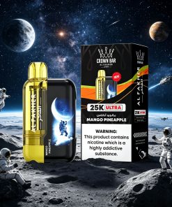 AL Fakher Crown Bar Ultra 25K 25000 Puffs Dual Mode Rechargeable LED Display in Cool Mango flavor