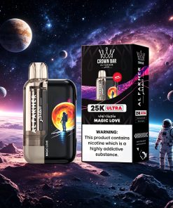 AL Fakher Crown Bar Ultra 25K 25000 Puffs Dual Mode Rechargeable LED Display in Magic Love flavor