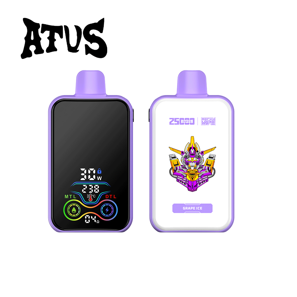 ATVS 25000 25K Puffs DTL/MTL Modes LCD Display Disposable Vape in Grape Ice flavor