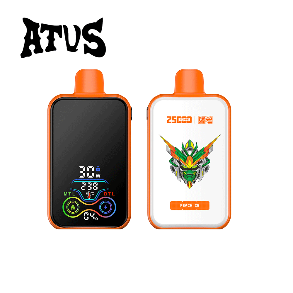 ATVS 25000 25K Puffs DTL/MTL Modes LCD Display Disposable Vape in Peach Ice flavor
