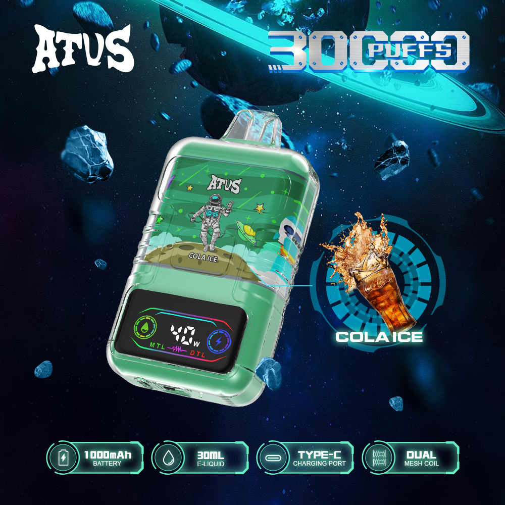 ATVS 30000 30K Puffs DTL/MTL Modes LCD Display Disposable Vape in Cola Ice flavor