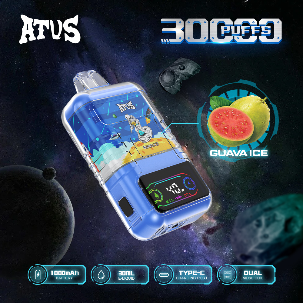ATVS 30000 30K Puffs DTL/MTL Modes LCD Display Disposable Vape in Guava Ice flavor