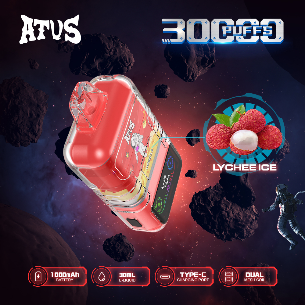 ATVS 30000 30K Puffs DTL/MTL Modes LCD Display Disposable Vape in Lychee Ice flavor