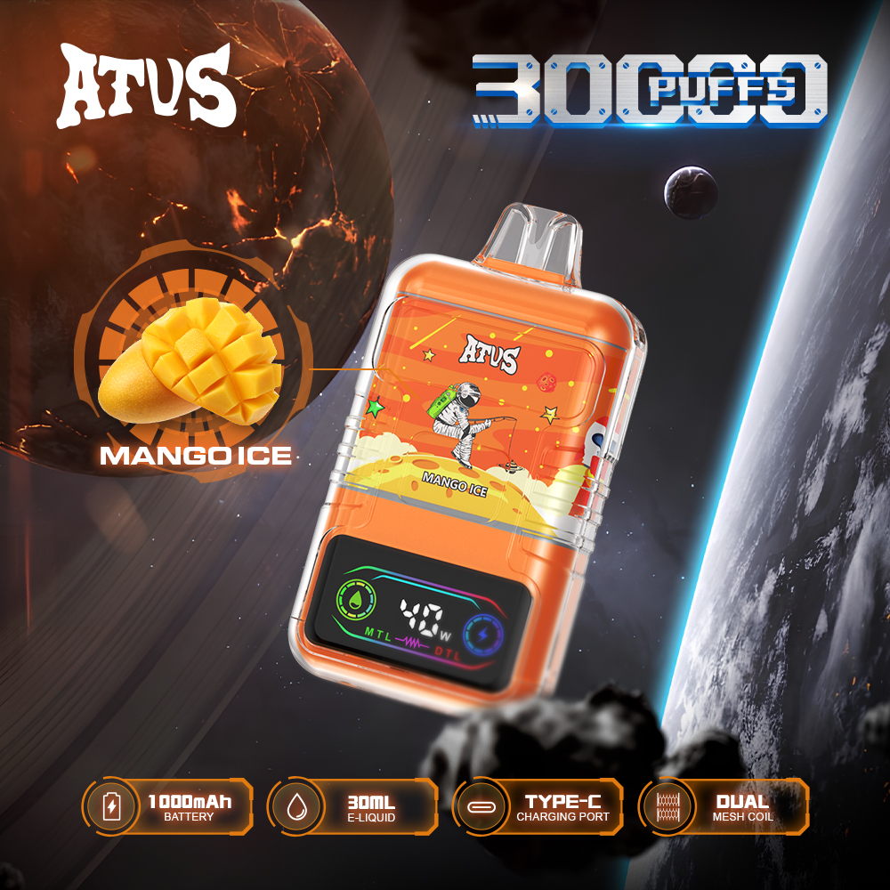 ATVS 30000 30K Puffs DTL/MTL Modes LCD Display Disposable Vape in Mango Ice flavor
