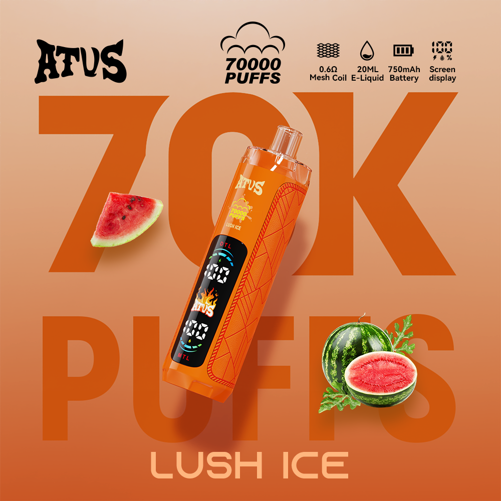 ATVS 70000 70K Puffs DTL/MTL Modes LED Display Disposable DTL in Lush Ice flavor