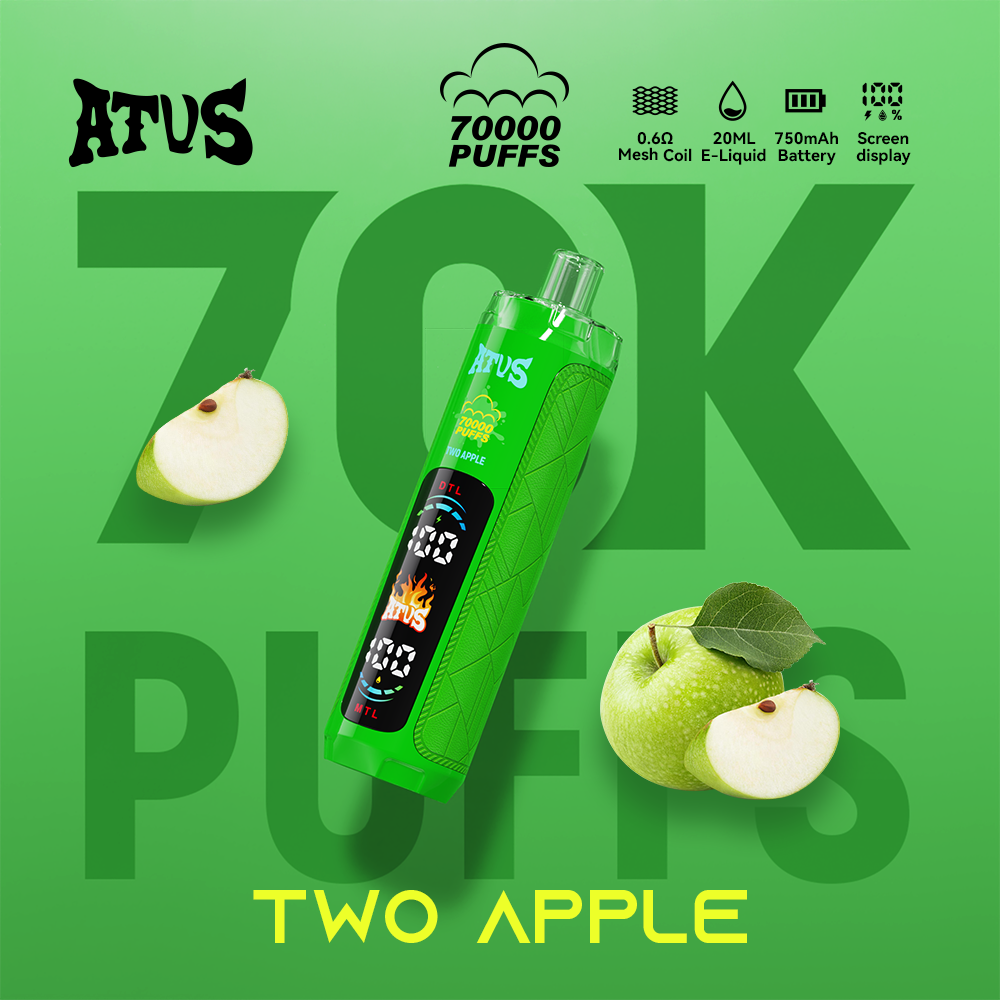 ATVS 70000 70K Puffs DTL/MTL Modes LED Display Disposable DTL in Two Apple flavor