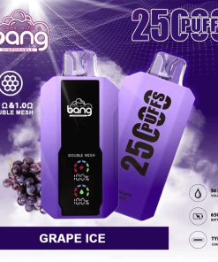 Bang 25000 25k Puffs 0% 2% 3% 5% Nicotine New LED Display Vape Pod in Grape Ice flavor