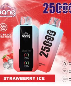 Bang 25000 25k Puffs 0% 2% 3% 5% Nicotine New LED Display Vape Pod in Strawberry Ice flavor