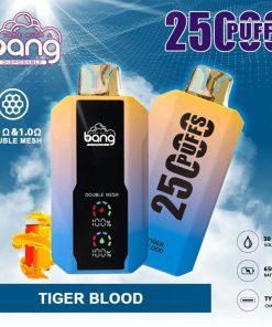 Bang 25000 25k Puffs 0% 2% 3% 5% Nicotine New LED Display Vape Pod in Tiger Blood flavor