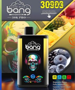 Bang 30K PRO Einweg-Vape mit 30.000 Zügen, zwei Geschmacksrichtungen und LED-Anzeige in den Geschmacksrichtungen Doppelapfel & Kiwi-Passionsfrucht-Granatapfel
