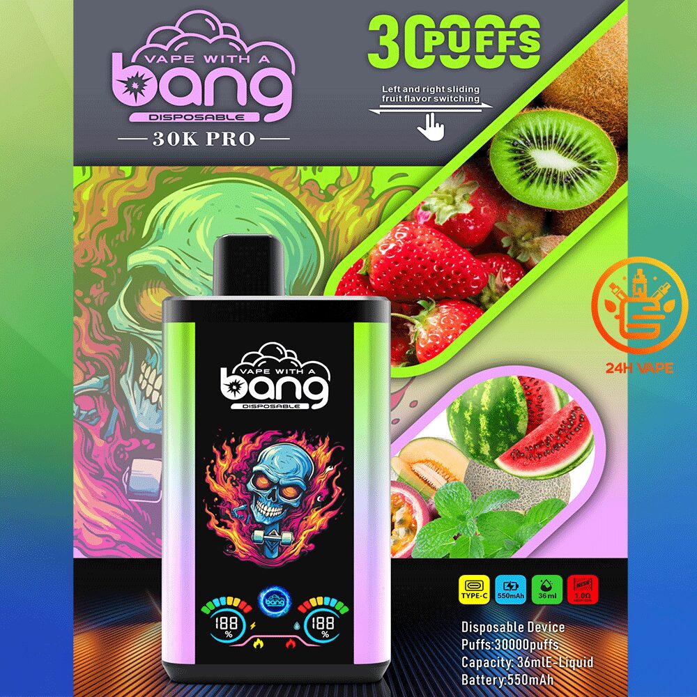 Bang 30K PRO 30000 Puffs Dual Flavor LED Disposable Vape in Love66 & Strawberry Kiwi flavor