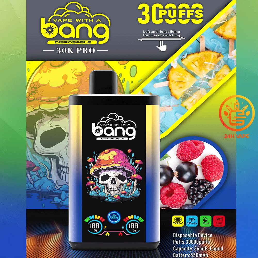 Bang 30K PRO 30000 Puffs Dual Flavor LED Disposable Vape in Pineapple Ice & Blue Fusion flavor