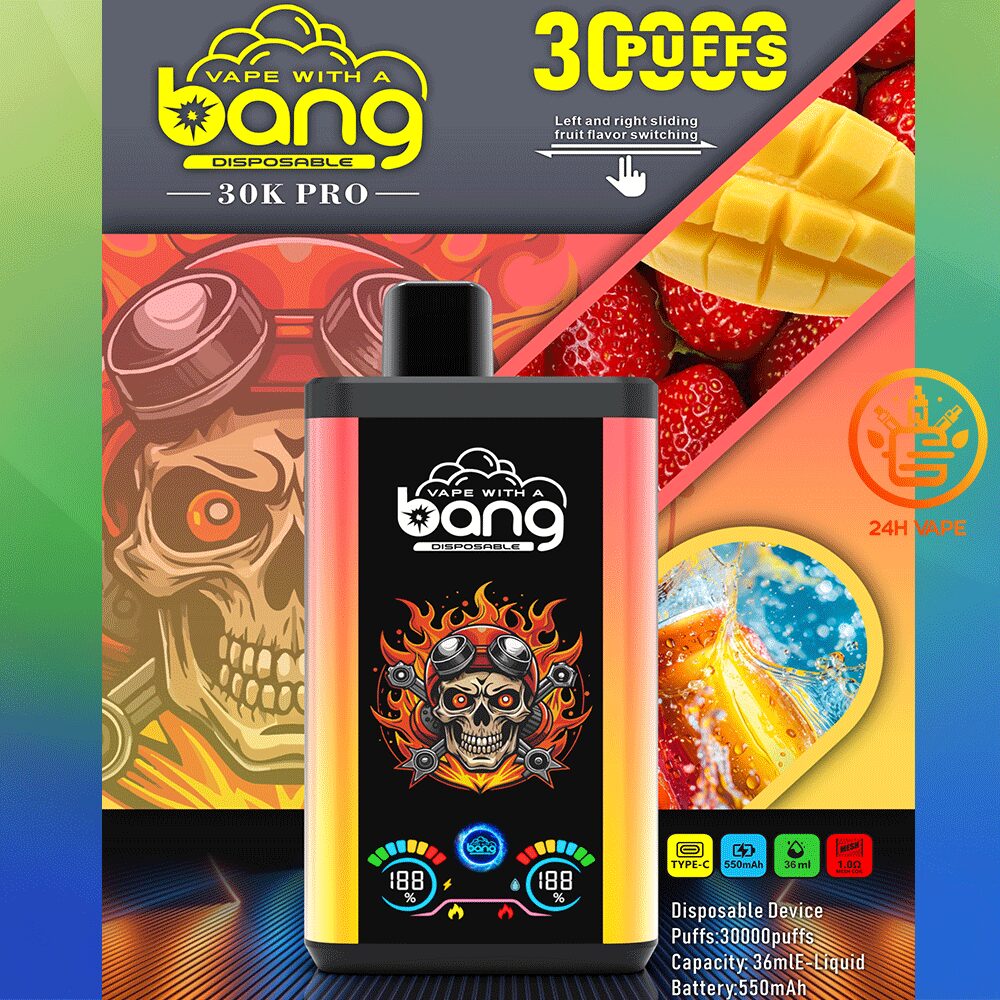 Bang 30K PRO 30000 Puffs Dual Flavor LED Disposable Vape in Red Bull & Strawberry Mango flavor