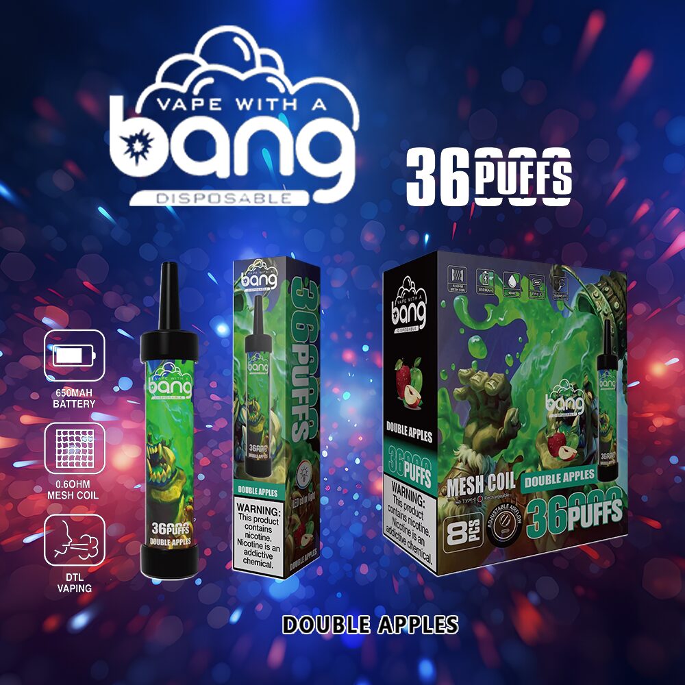 Bang 36000 36K Puffs 0% 2% 3% 5% Nicotine Disposable in Double Apples flavor