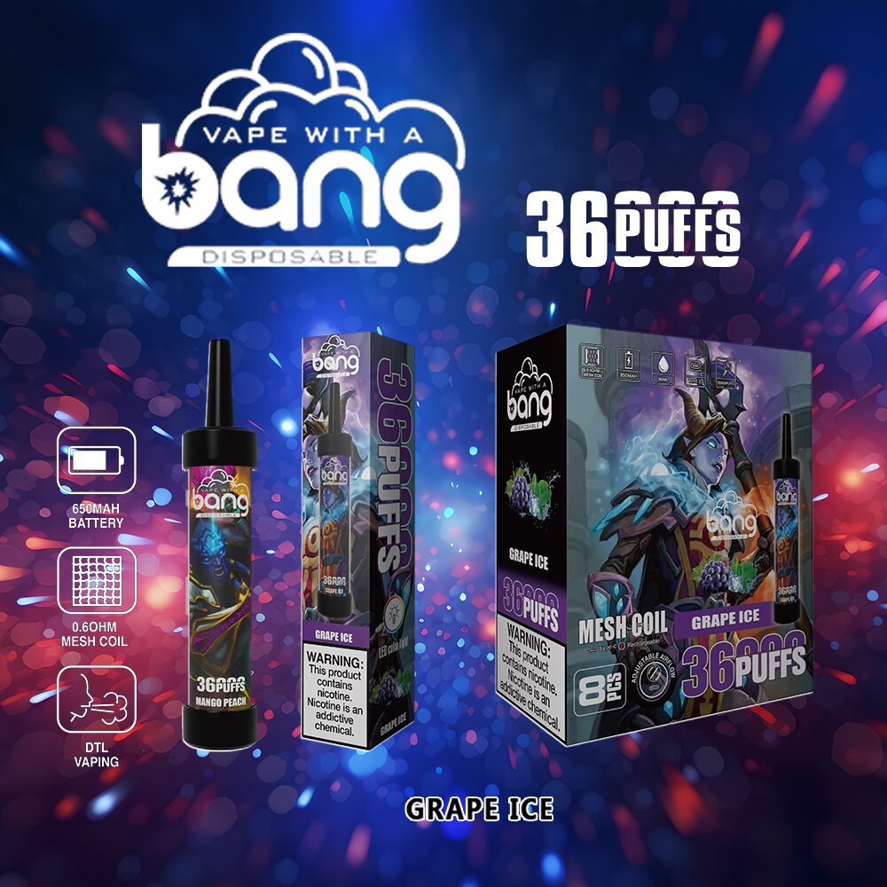 Bang 36000 36K Puffs 0% 2% 3% 5% Nicotine Disposable in Grape Ice flavor