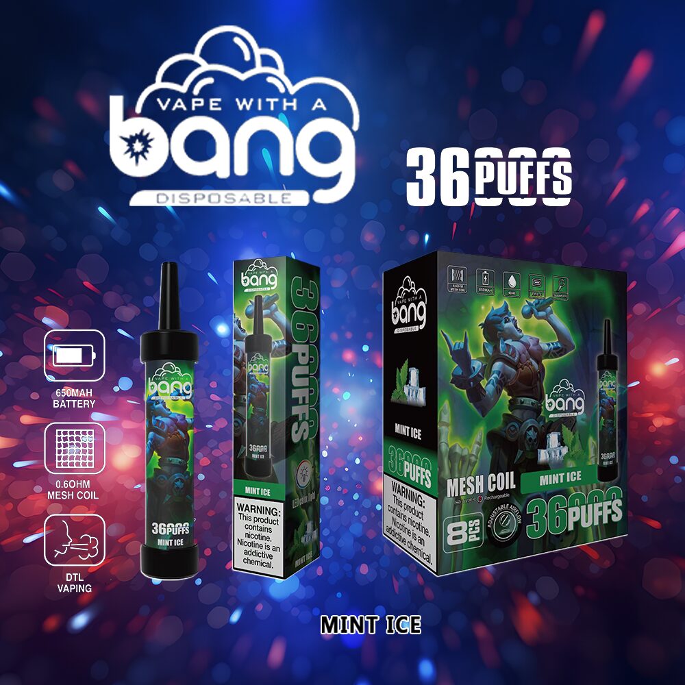 Bang 36000 36K Puffs 0% 2% 3% 5% Nicotine Disposable in Mint Ice flavor
