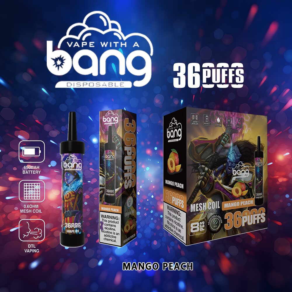 Bang 36000 36K Puffs 0% 2% 3% 5% Nicotine Disposable in Peach Mango flavor