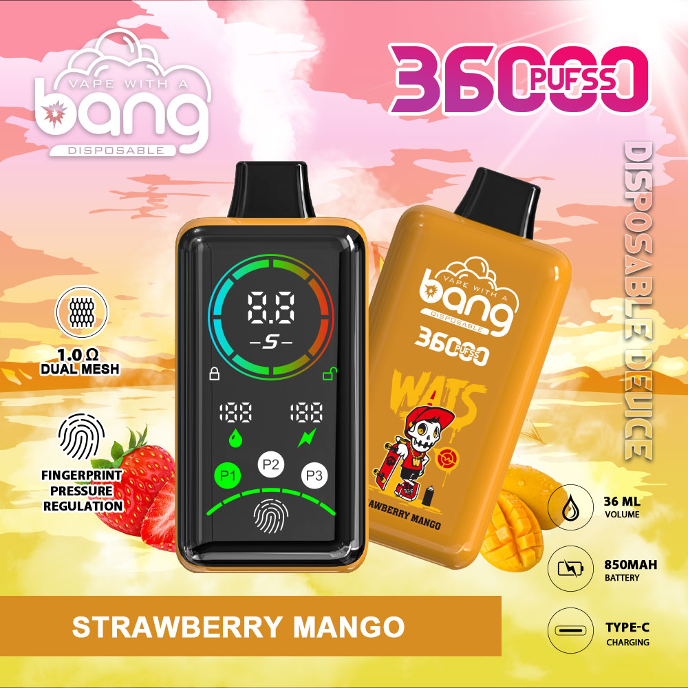 Bang 36000 Power Advanced Fingerprint Power Regulation 36K Puffs Disposable Vape in Strawberry Mango flavor