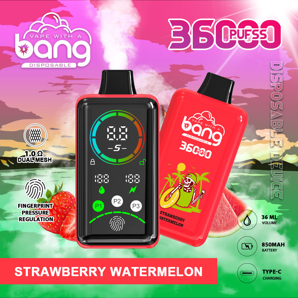 Bang 36000 Power Advanced Fingerprint Power Regulation 36K Puffs Disposable Vape in Strawberry Watermelon flavor