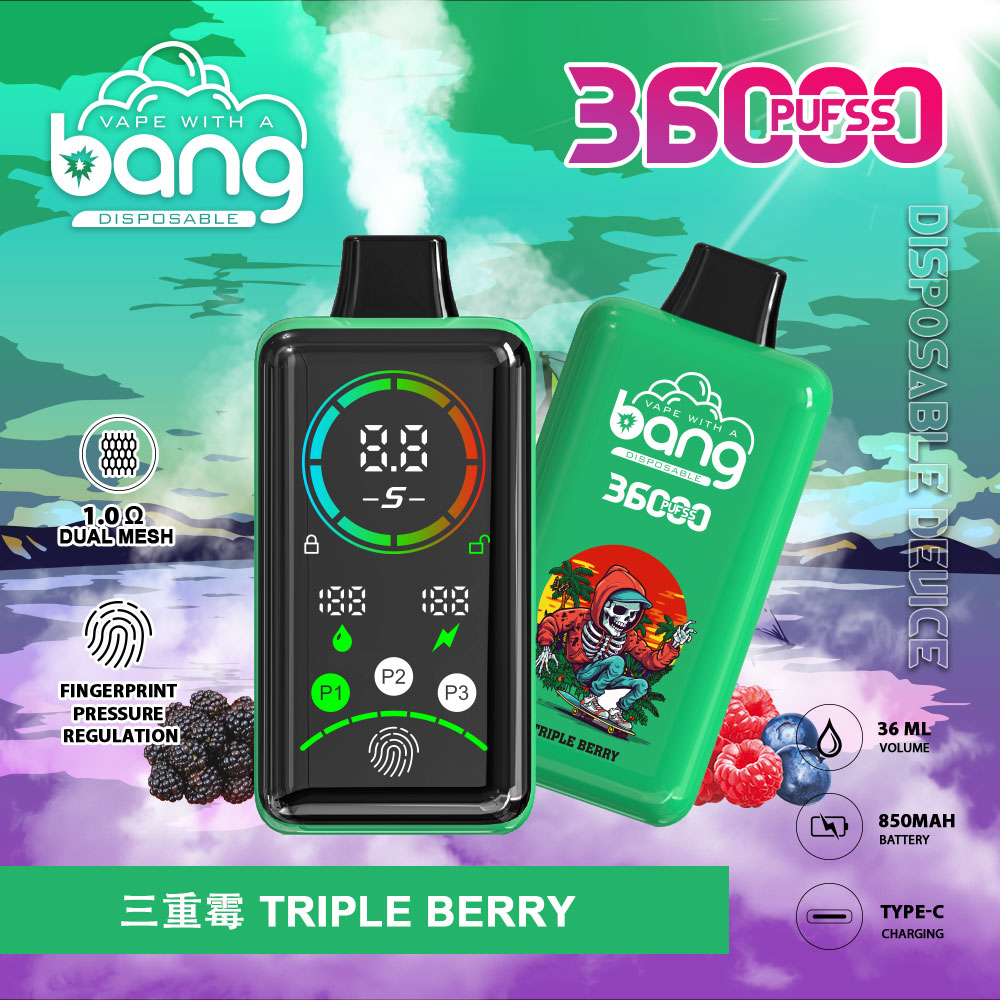 Bang 36000 Power Advanced Fingerprint Power Regulation 36K Puffs Disposable Vape in Triple Berry flavor