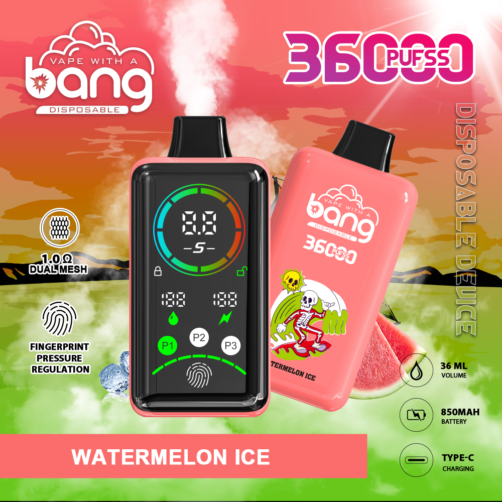 Bang 36000 Power Advanced Fingerprint Power Regulation 36K Puffs Disposable Vape in Watermelon Ice flavor