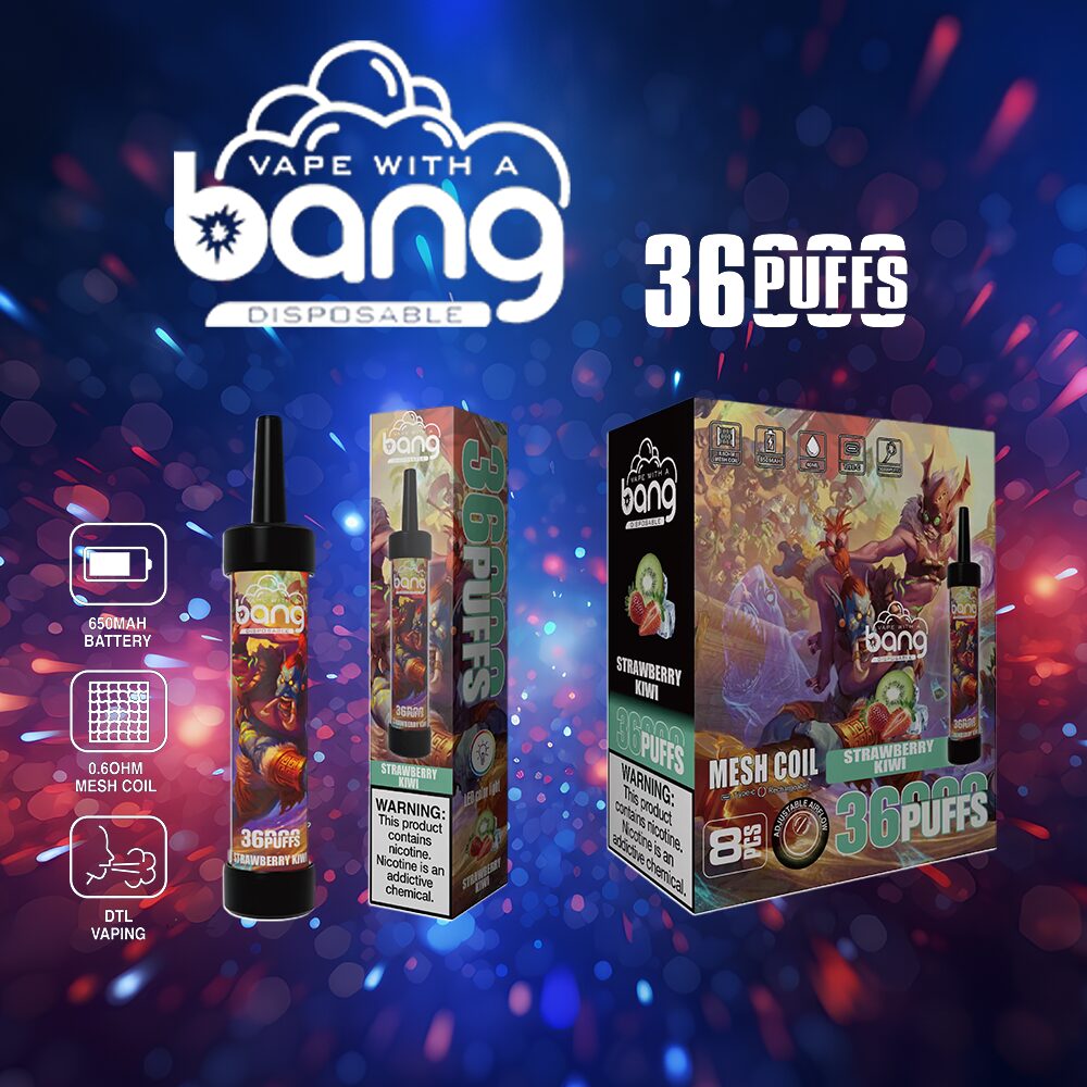 Bang 36000 36K Puffs 0% 2% 3% 5% Nicotine Disposable in Strawberry Kiwi flavor