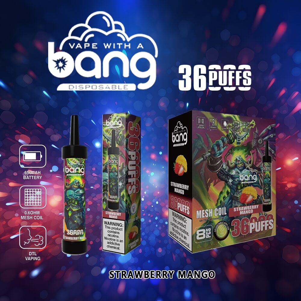 Bang 36000 36K Puffs 0% 2% 3% 5% Nicotine Disposable in Strawberry Mango flavor