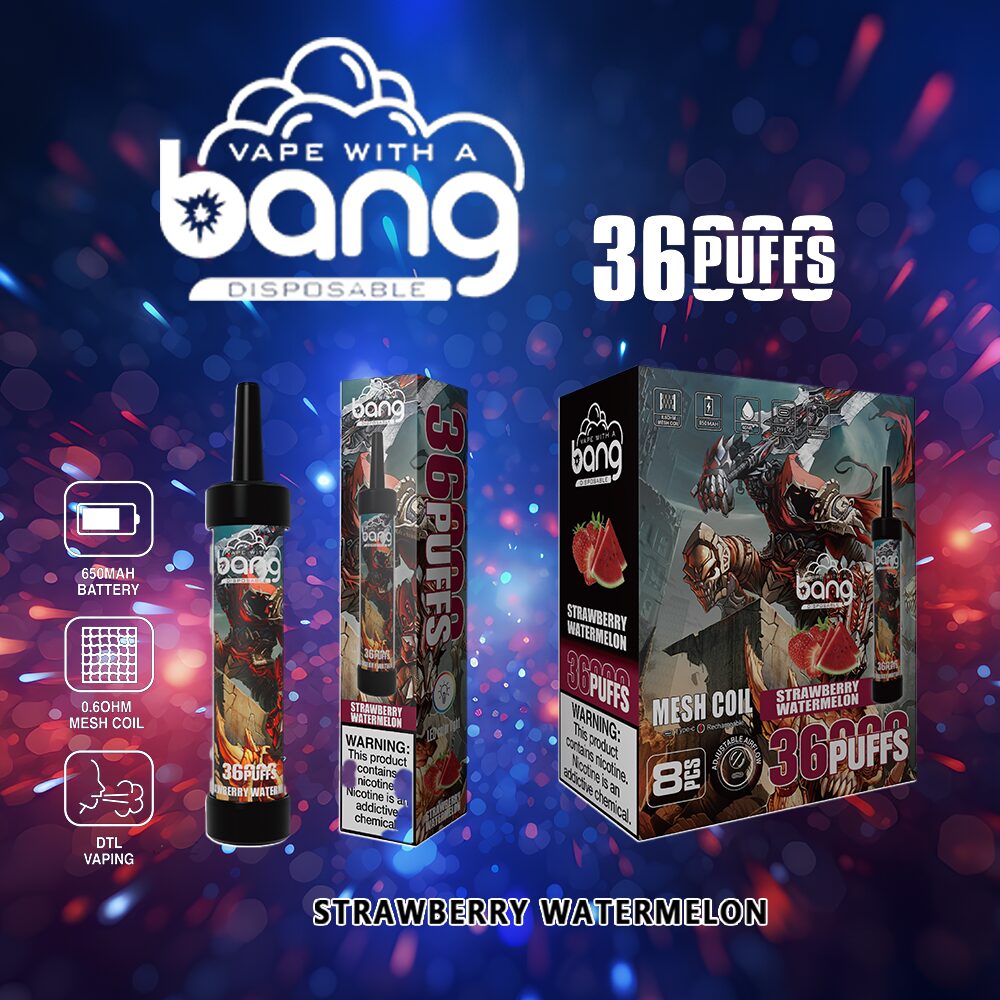 Bang 36000 36K Puffs 0% 2% 3% 5% Nicotine Disposable in Strawberry Watermelon flavor