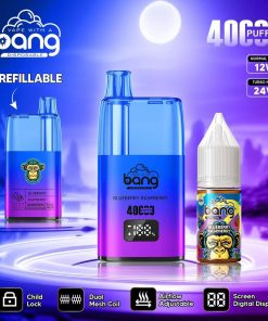 Bang 40000 40K Puffs LED Digital Display Screen Refillable Oil Vape in Blueberry Raspberry flavor