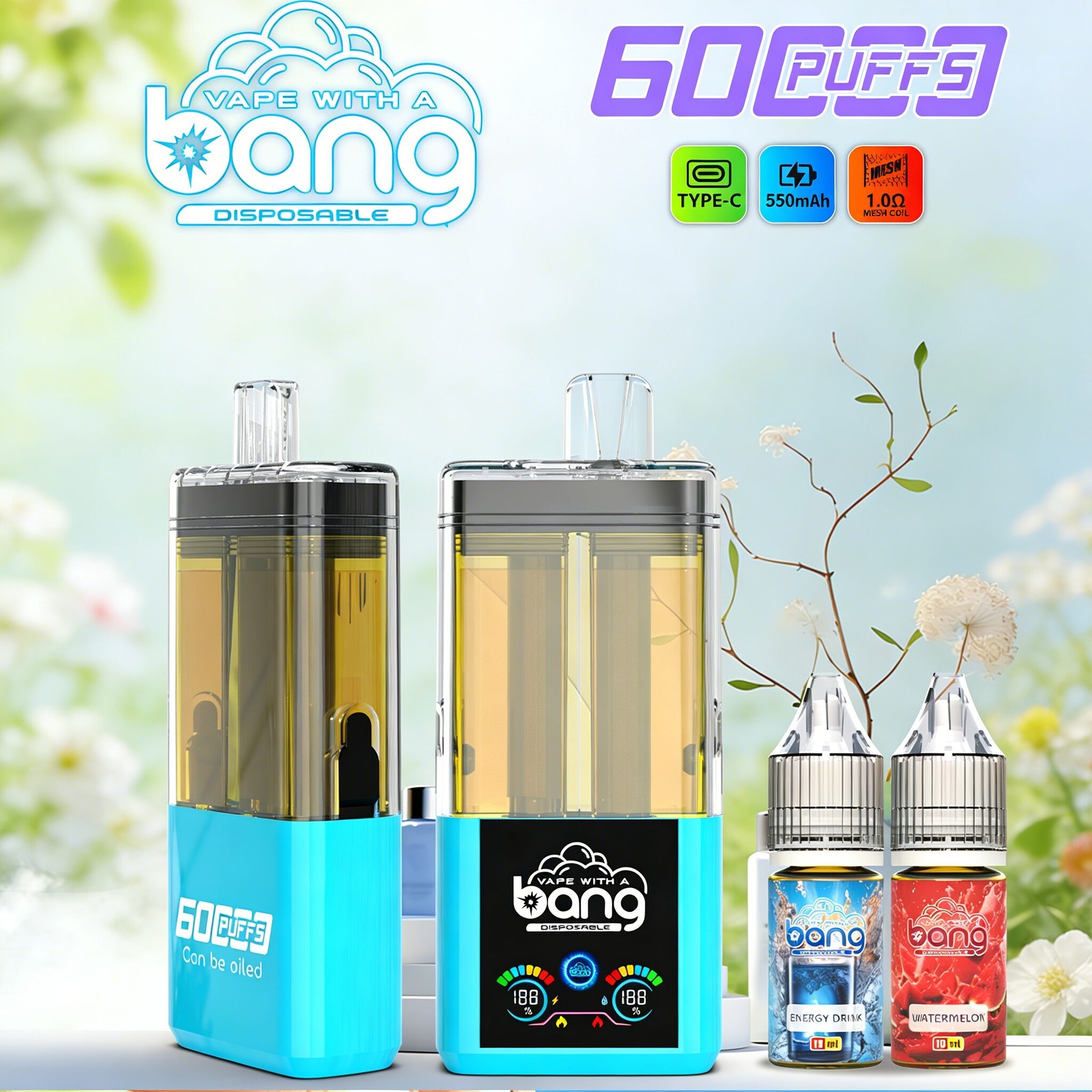 Bang 60K 60000 Puffs Dual Flavors Rechargeable Refillable Oil Vape product image