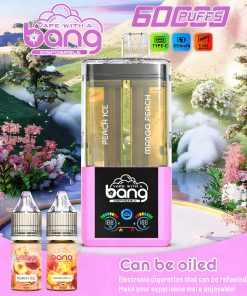 Bang 60K 60000 Puffs Dual Flavors Rechargeable Refillable Oil Vape in Peach Ice/Mango Peach flavor